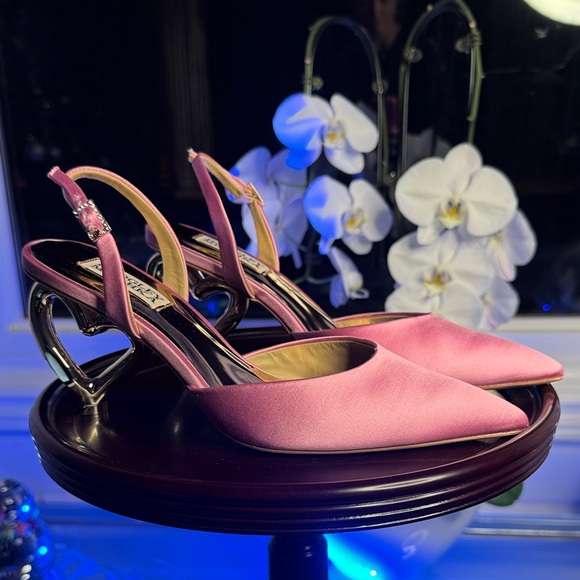 Badgley Mischka Lucille Heart Heel Slingback Pumps - Picture 2 of 12